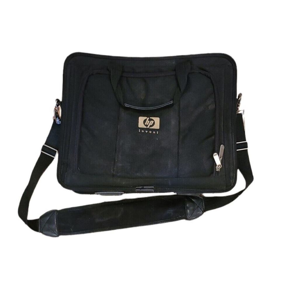 HP Invent Black Laptop Multi Pocket Briefcase Bag w/ Shoulder Strap